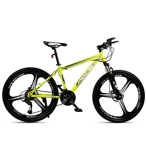 Mountain Bike : Chengke Yipin Outdoor mountain bike Student bicycle 24 inch One wheel Spring front fork High carbon steel frame Double disc brakes City road bike-yellow_27 speed