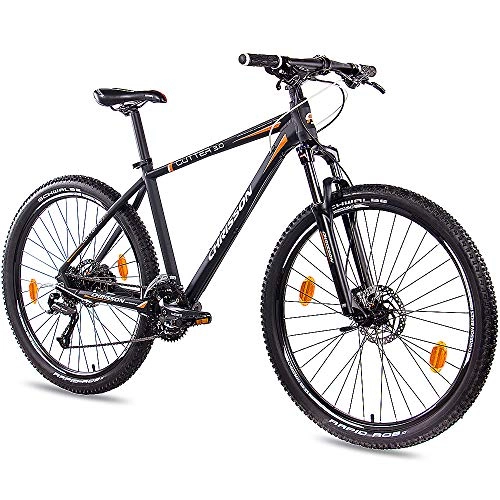 Mountain Bike : Chrisson 27.5 Inch Hardtail Mountain Bike Cutter 3.0 Black Orange Hardtail Mountain Bike with 27 Speed Shimano Acera Derailleur Gear - Men and Woman