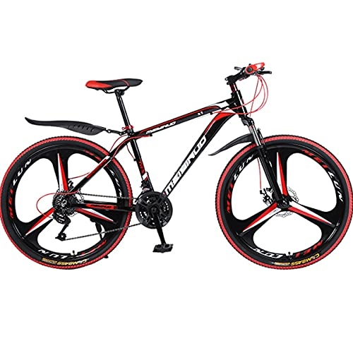 Mountain Bike : City MTB Bicycle 26 Inches 27 Speeds Mountain Bike, Aluminum Alloy Frame, Disc Brake, All-Aluminum Pedals, Suitable Height: 160-185, for Adults And Teenagers, Black red