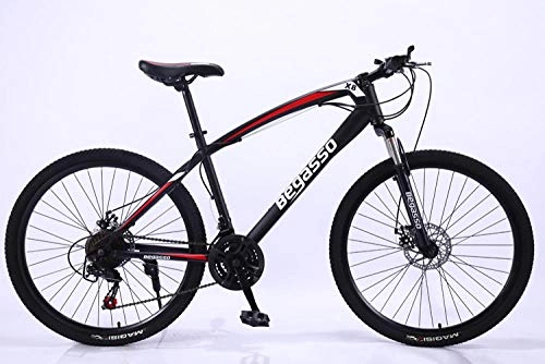 Mountain Bike : DASLING 26 Inch Speed Mountain Bike Disc Brake Student Shock Absorption, Black Red