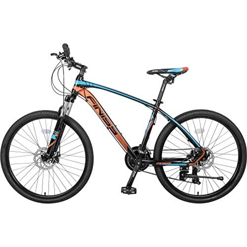 Mountain Bike : DAUERHAFT Durable Mountain Bike, 26in Aluminum Mountain Bike 24 Speeds Mountain Bicycle with Suspension Fork (Blue and Orange), for Cycling Enthusiast