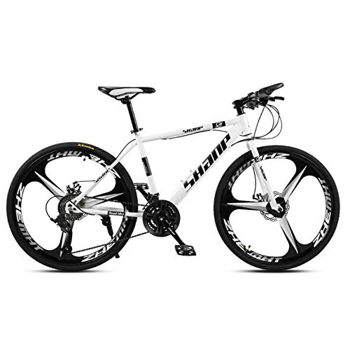 Mountain Bike : DDSCT Adult mountain bike 26 inch double disc brake VTT city bicycle one-wheel off-road Variable speed MTB mountain bike, White, 24Speed