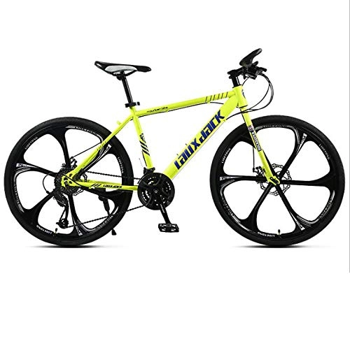 Mountain Bike : DGAGD 24 / 26 inch mountain bike bicycle male and female variable speed road racing light pedal bicycle six-wheel-yellow_24 inches