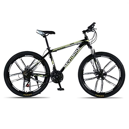 Mountain Bike : DGAGD 24-inch aluminum alloy frame mountain bike variable speed ten-wheel road bike-Black and yellow_21 speed