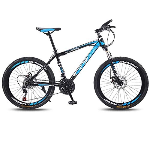 Mountain Bike : DGAGD 24 inch bicycle mountain bike adult variable speed light bicycle 40 cutter wheels-Black blue_21 speed