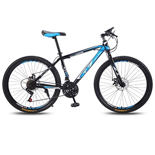 Mountain Bike : DGAGD 24 inch bicycle mountain bike adult variable speed light bicycle spoke wheel-Black blue_24 speed