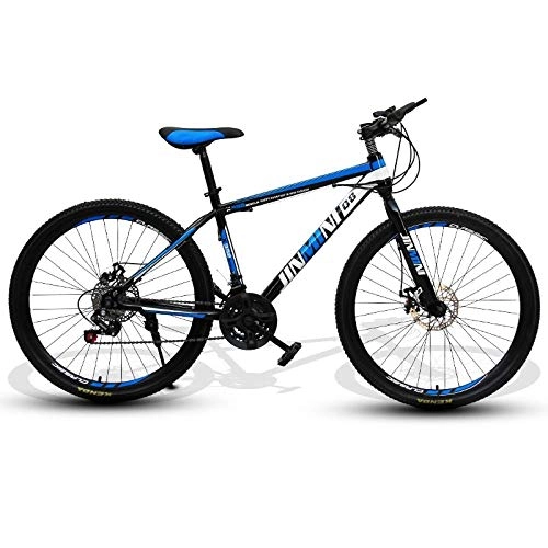 Mountain Bike : DGAGD 24 inch mountain bike adult male and female variable speed travel bicycle spoke wheel-Black blue_27 speed