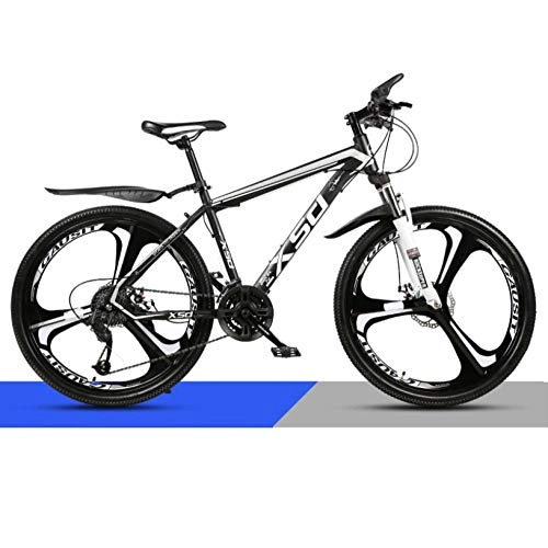 Mountain Bike : DGAGD 24 inch mountain bike adult men and women variable speed light road racing three-knife wheel No. 1-Black and white_21 speed