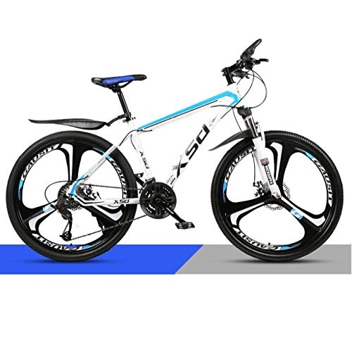 Mountain Bike : DGAGD 24 inch mountain bike adult men and women variable speed light road racing three-knife wheel No. 1-White blue_24 speed