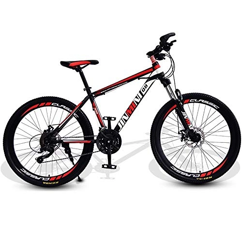 Mountain Bike : DGAGD 24 inch mountain bike adult men and women variable speed mobility bicycle 40 cutter wheels-Black red_21 speed
