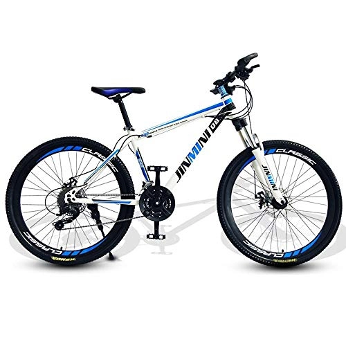 Mountain Bike : DGAGD 24 inch mountain bike adult men and women variable speed mobility bicycle 40 cutter wheels-White blue_21 speed