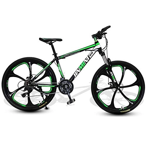 Mountain Bike : DGAGD 24 inch mountain bike adult men and women variable speed transportation bicycle six cutter wheels-dark green_21 speed