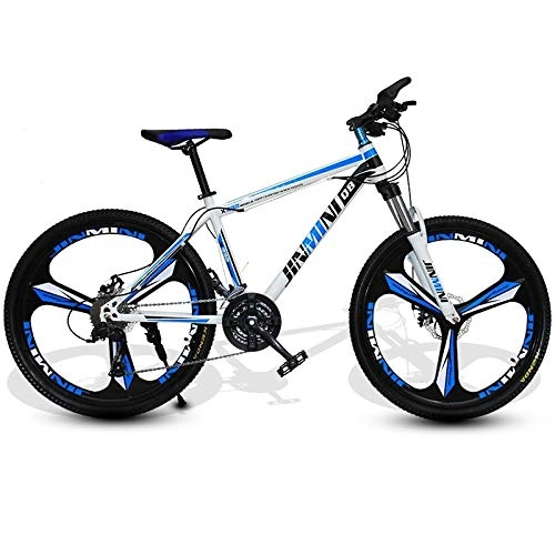 Mountain Bike : DGAGD 24 inch mountain bike adult men and women variable speed transportation bicycle three-knife wheel-White blue_21 speed