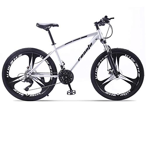 Mountain Bike : DGAGD 24 inch mountain bike adult tri-pitch one-wheel variable speed dual-disc bicycle-Silver_30 speed