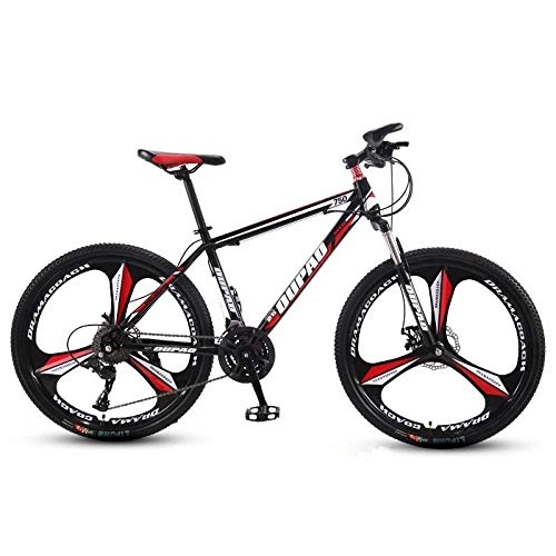 Mountain Bike : DGAGD 24-inch mountain bike aluminum alloy cross-country lightweight variable speed youth three-wheel bicycle for men and women-Black red_21 speed