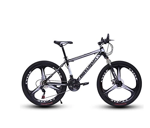 Mountain Bike : DGAGD 24 inch mountain bike bicycle men and women lightweight dual disc brakes variable speed bicycle three-wheel-Black and white_21 speed