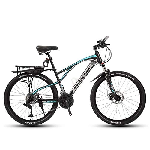 Mountain Bike : DGAGD 24-inch mountain bike geared into spokes wheels for young bicycles-Black blue_21 speed