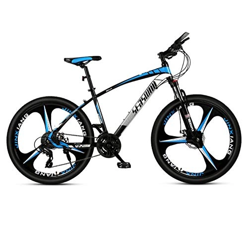 Mountain Bike : DGAGD 24 inch mountain bike male and female adult super light bicycle spoke three-knife wheel No. 1-Black blue_30 speed