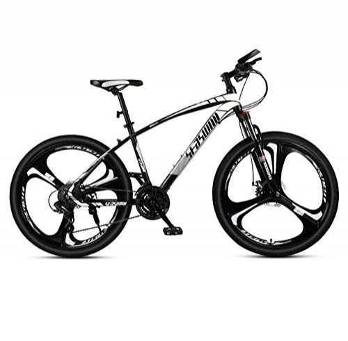 Mountain Bike : DGAGD 24 inch mountain bike male and female adult super light bicycle spoke three-knife wheel No. 2-Black and white_30 speed