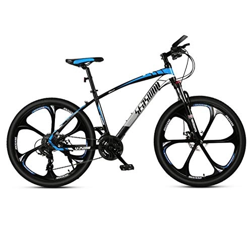 Mountain Bike : DGAGD 24 inch mountain bike male and female adult ultralight racing light bicycle six-cutter wheel-Black blue_21 speed