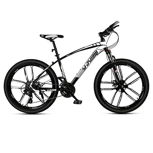 Mountain Bike : DGAGD 24-inch mountain bike male and female adult ultralight racing light bicycle ten-cutter wheel-Black and white_21 speed