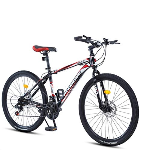 Mountain Bike : DGAGD 24 inch mountain bike male and female adult variable speed racing ultra-light bicycle spoke wheel-Black red_21 speed