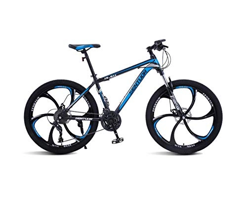 Mountain Bike : DGAGD 24-inch mountain bike, off-road variable speed racing light bicycle six cutter wheels-Black blue_24 speed