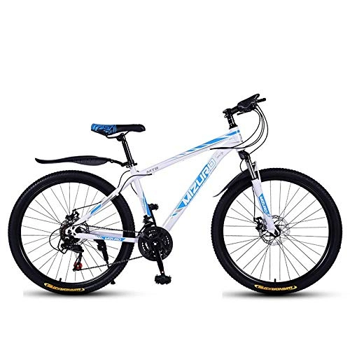 Mountain Bike : DGAGD 24 inch mountain bike variable speed bicycle light racing spoke wheel-White blue_21 speed