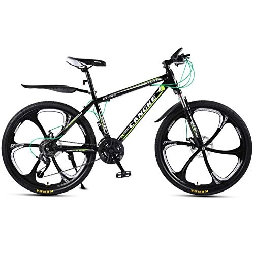 Mountain Bike : DGAGD 24-inch mountain bike variable speed male and female mobility six-wheel bicycle-dark green_21 speed