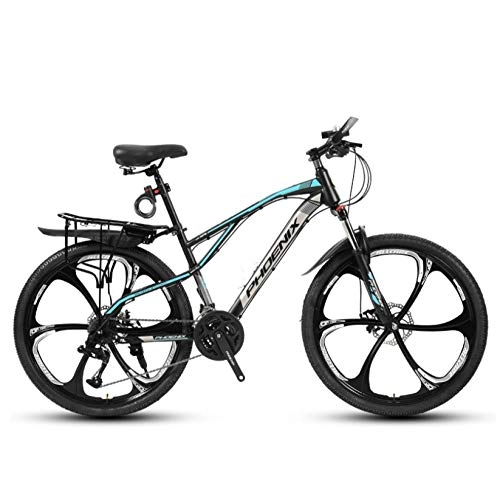 Mountain Bike : DGAGD 24-inch mountain bike with six wheels-Black blue_24 speed