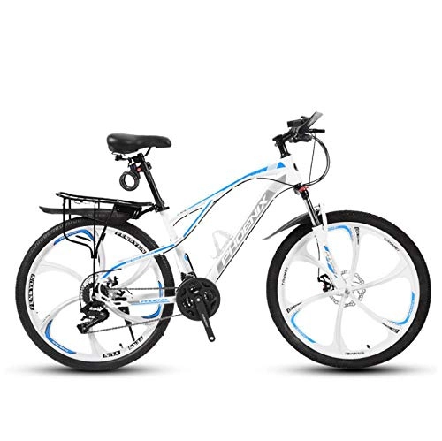 Mountain Bike : DGAGD 24-inch mountain bike with six wheels-White blue_21 speed