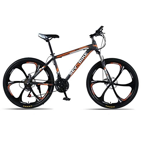 Mountain Bike : DGAGD 26 inch aluminum alloy frame mountain bike variable speed six wheel road bike-Black Orange_24 speed