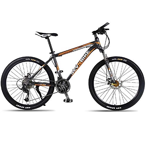 Mountain Bike : DGAGD 26 inch aluminum alloy frame mountain bike variable speed spoke wheel road bike-Black Orange_21 speed