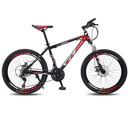 Mountain Bike : DGAGD 26 inch bicycle mountain bike adult variable speed light bicycle 40 cutter wheels-Black red_21 speed