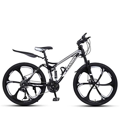 Mountain Bike : DGAGD 26 inch downhill soft-tail mountain bike variable speed male and female six-wheel mountain bike-Black and silver_21 speed