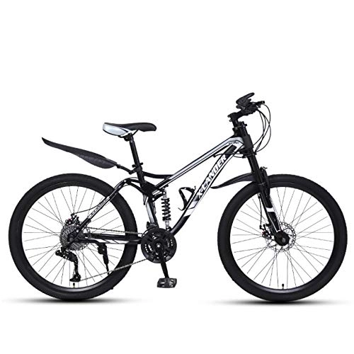 Mountain Bike : DGAGD 26 inch downhill soft tail mountain bike variable speed male and female spoke wheel mountain bike-Black and silver_24 speed