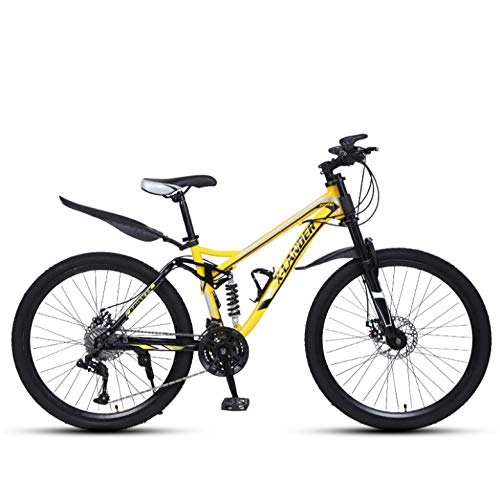 Mountain Bike : DGAGD 26 inch downhill soft tail mountain bike variable speed male and female three-wheel mountain bike-yellow_21 speed