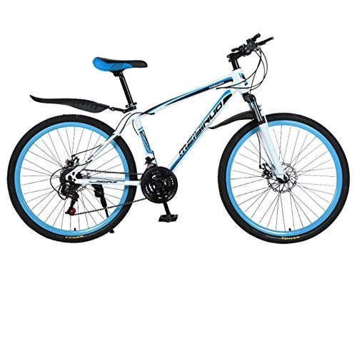 Mountain Bike : DGAGD 26 inch dual disc brakes variable speed high carbon steel mountain bike 30 cutter wheels-White blue_24 speed