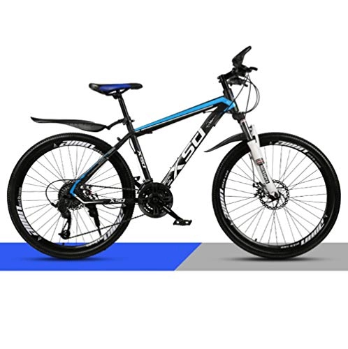 Mountain Bike : DGAGD 26 inch mountain bike adult men and women variable speed light road racing 40 cutter wheels-Black blue_21 speed