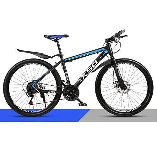 Mountain Bike : DGAGD 26 inch mountain bike adult men and women variable speed light road racing spoke wheel-Black blue_24 speed