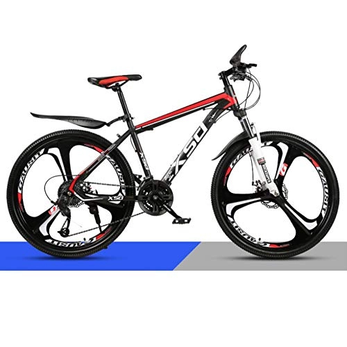 Mountain Bike : DGAGD 26 inch mountain bike adult men and women variable speed light road racing three-knife wheel No. 1-Black red_21 speed