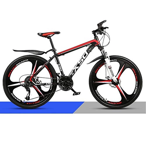 Mountain Bike : DGAGD 26 inch mountain bike adult men and women variable speed light road racing three-knife wheel No. 2-Black red_24 speed
