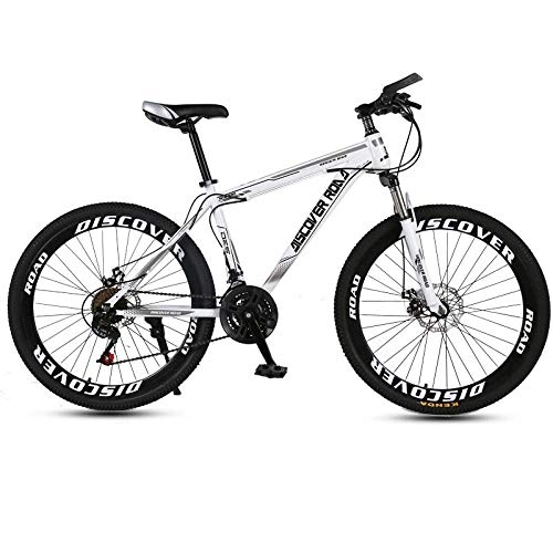 Mountain Bike : DGAGD 26 inch mountain bike adult variable speed dual disc brake aluminum alloy bicycle 40 cutter wheels-white_27 speed