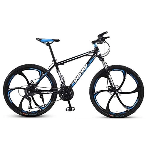 Mountain Bike : DGAGD 26 inch mountain bike aluminum alloy cross-country lightweight variable speed young men and women six-wheel bicycle-Black blue_21 speed