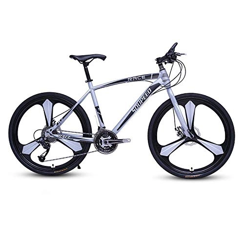 Mountain Bike : DGAGD 26 inch mountain bike bicycle adult lightweight road variable speed bicycle tri-cutter-silver gray_27 speed