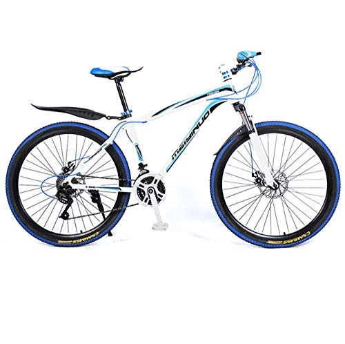 Mountain Bike : DGAGD 26 inch mountain bike bicycle male and female variable speed city aluminum alloy bicycle spoke wheel-White blue_21 speed