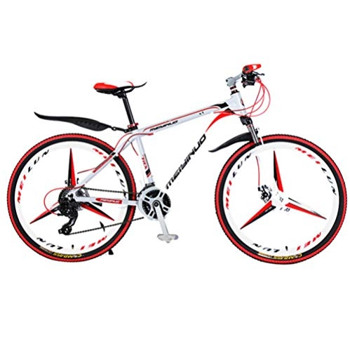 Mountain Bike : DGAGD 26 inch mountain bike bicycle male and female variable speed city aluminum alloy bicycle tri-cutter-White Red_21 speed