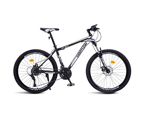 Mountain Bike : DGAGD 26 inch mountain bike cross-country variable speed racing light bicycle 40 cutter wheels-Black and white_21 speed