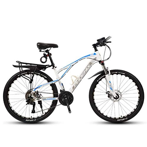 Mountain Bike : DGAGD 26-inch mountain bike geared into spokes wheels for young bicycles-White blue_27 speed