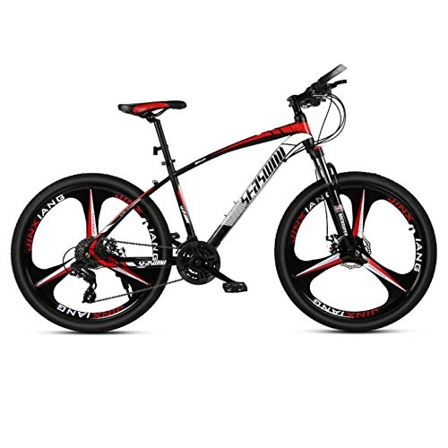Mountain Bike : DGAGD 26 inch mountain bike male and female adult ultralight racing light bicycle tri-cutter-Black red_21 speed